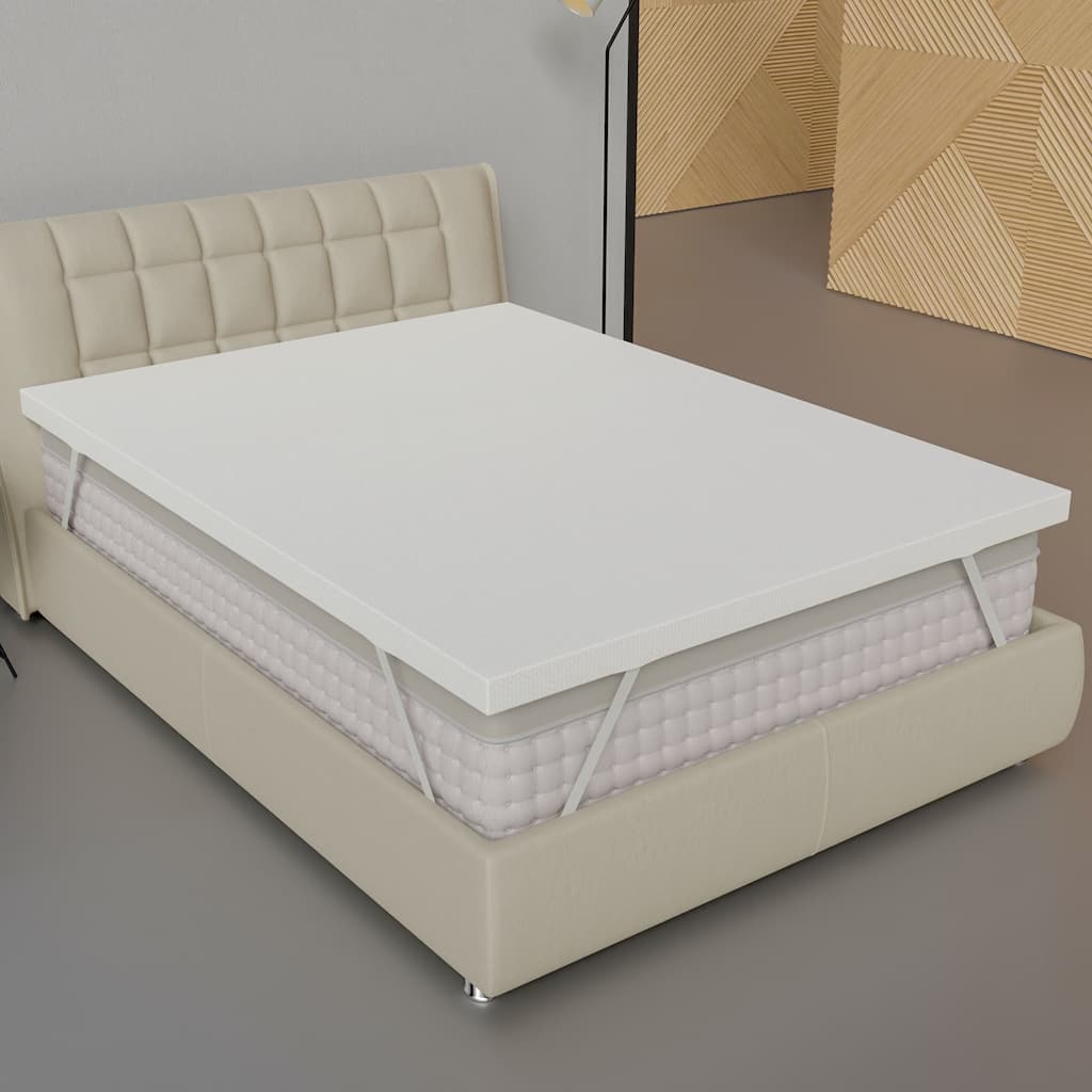 1" And 2" Medium Firm Mattress Toppers with Breathable Cover, Cooling Mattress Pad for Back Pain, Soft and Removable, White