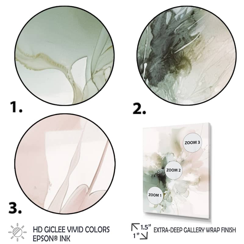 Designart "Green And Cream Essence Of Modernity I" Abstract Framed Canvas Wall Art