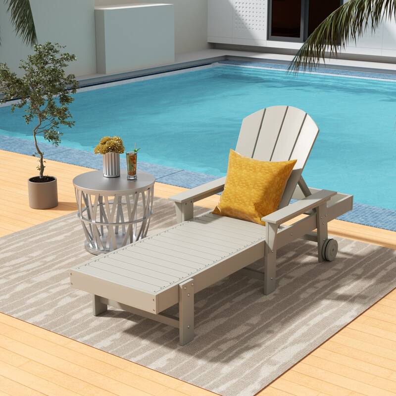 Polytrends Laguna Hdpe All Weather Outdoor Patio Pool Reclining Chaise Lounge With Arms And Wheels