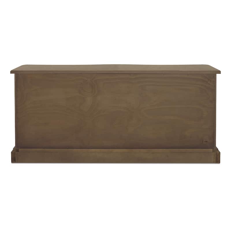 Lioren Dresser, Solid Oak, 6 Drawers, Curved Front, Brass Handles, Warm Brown