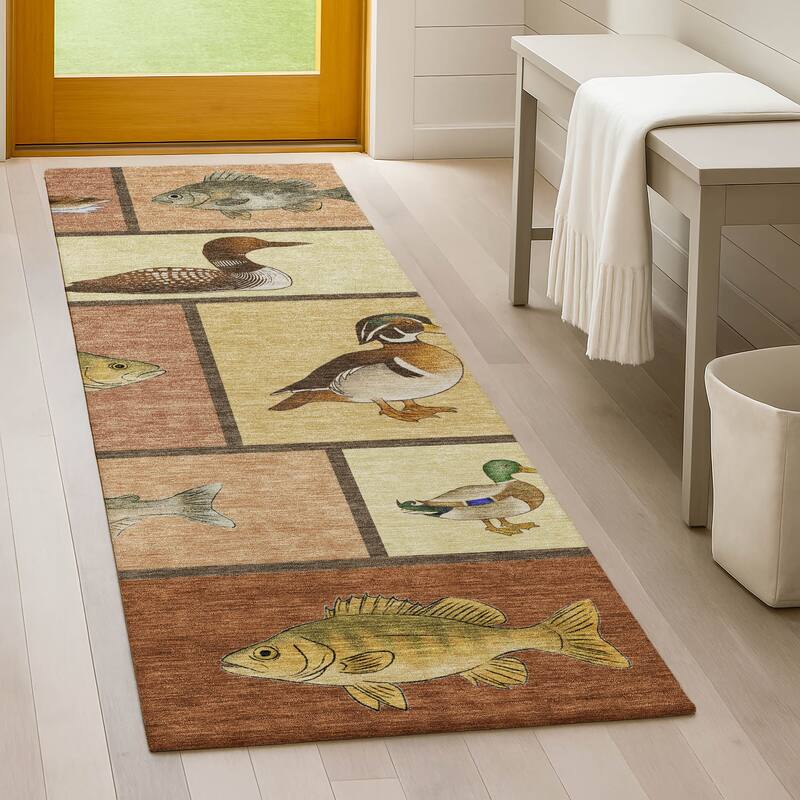 Machine Washable Indoor/ Outdoor Cabin Lodge Chantille Rug