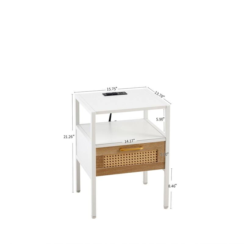 1-Piece or 2-Piece 15.75" Rattan Side Table