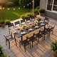 preview thumbnail 1 of 18, 7/9/11/13-Piece Set Outdoor Aluminum Dining Table with Umbrella Hole and Stackable Chairs