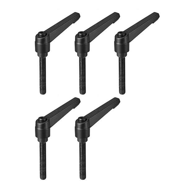 M8 x 60mm Handle Adjustable Clamping Lever Thread Male Threaded Stud 5Pcs
