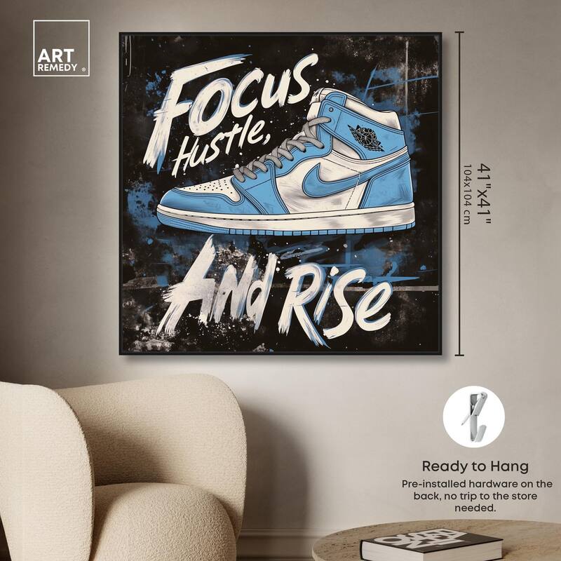 Hustle and Rise Sneaker Canvas by Art Remedy