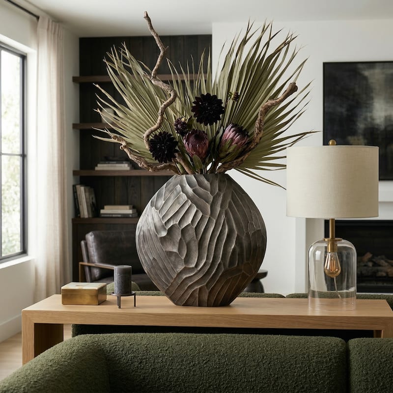 Modern Round Metal Table Vase - Flower Vase