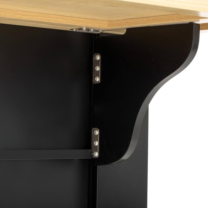 Rolling Kitchen Island with 6 Drawers, Pull-Out Trash Can Storage, Drop Leaf, Power Outlet & Side Racks