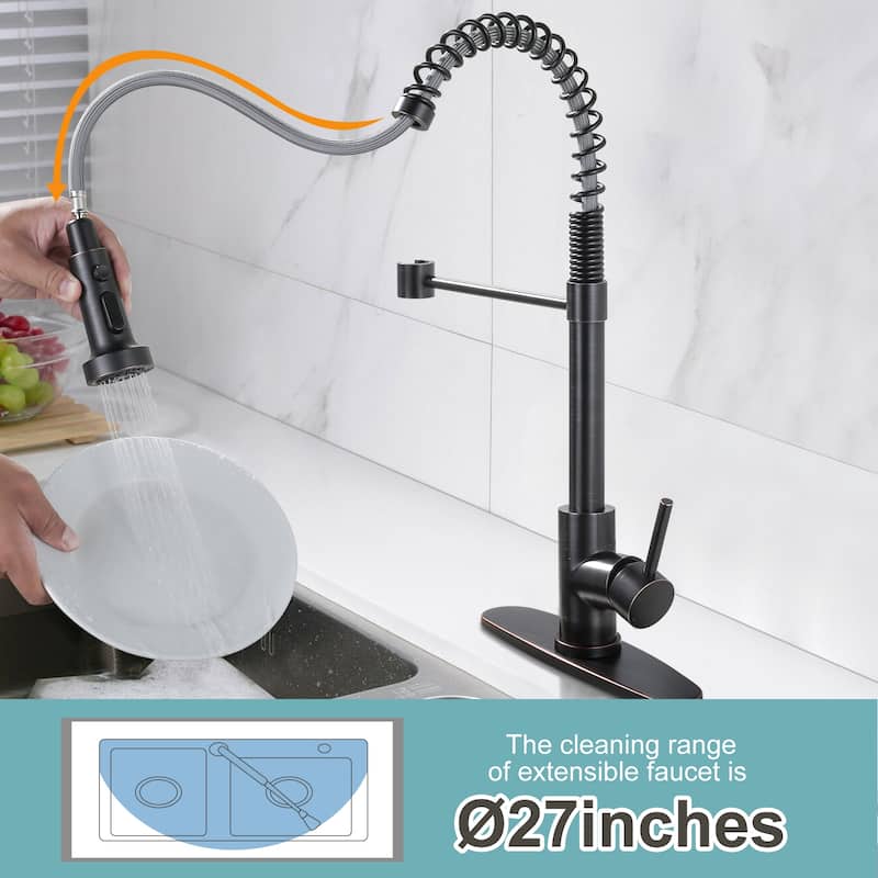 WOWOW Commercial Pull Out Sprayer Kitchen Faucet