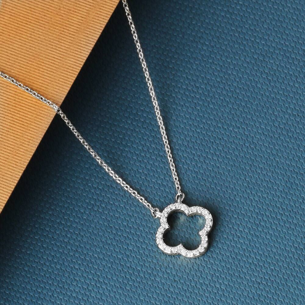 1/10ct Diamond Geometric Pendant Necklace in Silver for Women