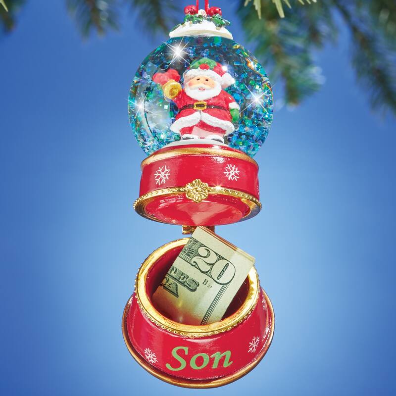 Children and Grandchildren Snow Globe Trinket Ornaments - 4.600 x 3.800 x 3.800