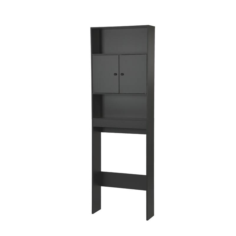 Homy Casa Over-the-Toilet Storage Cabinet Double Doors, Black