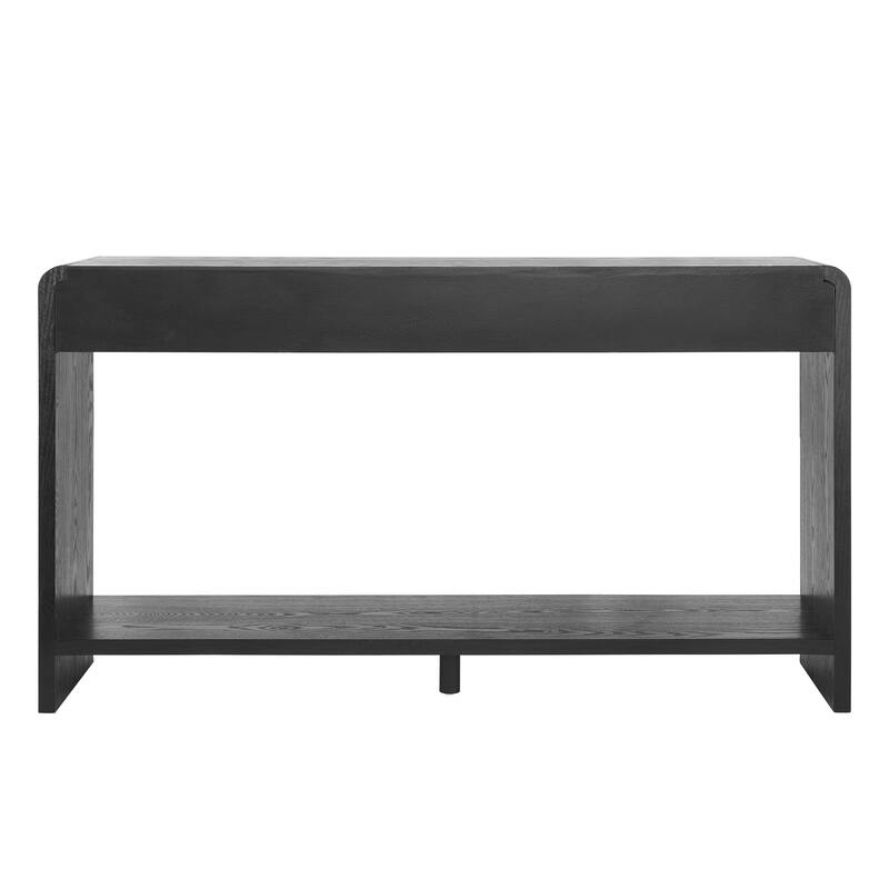 Round Edge Design Modern Console Table with Vertical Slats