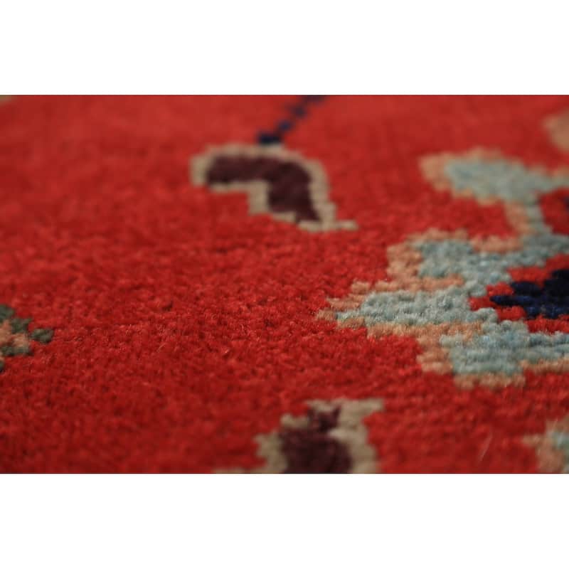 Red Orange Oushak Indian Large Rug Handmade Wool Carpet - 9'10"x 13'10"