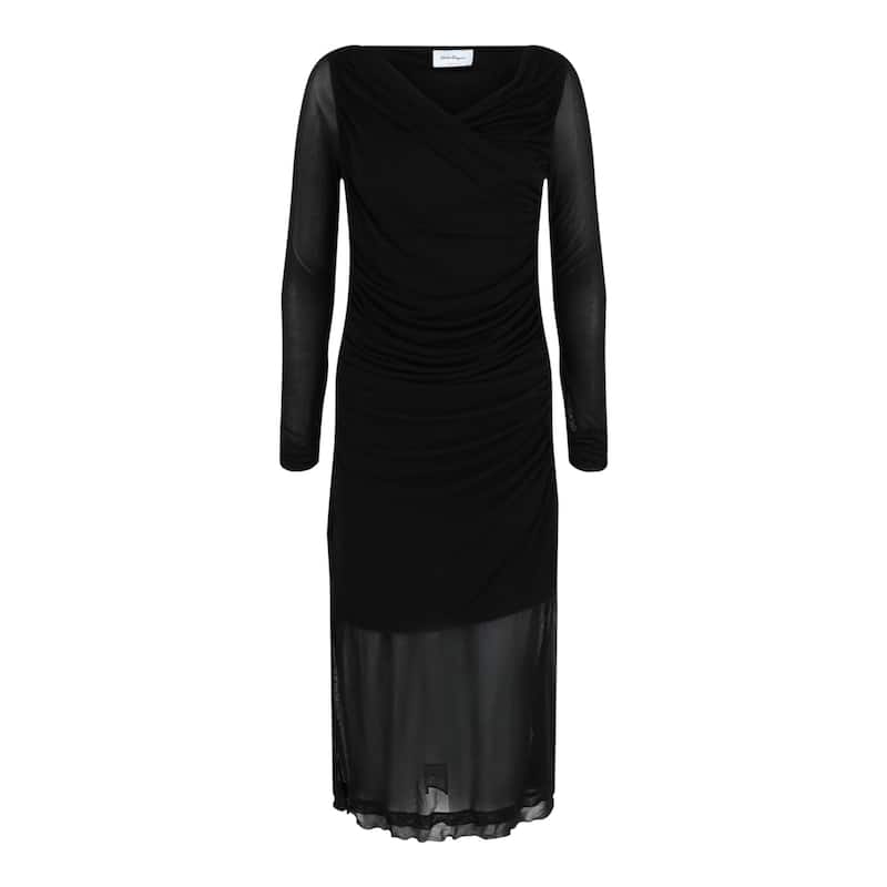 Ferragamo Ruched Long Sleeve Mini Dress