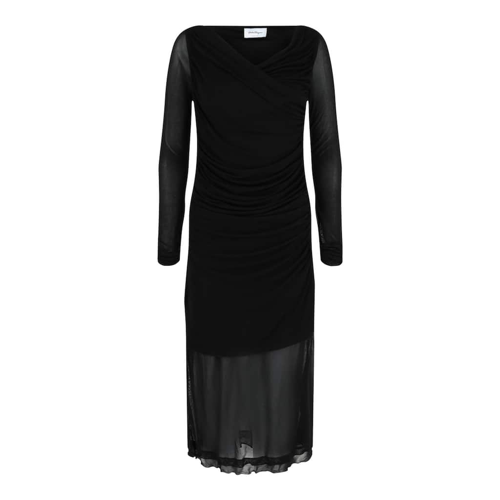 Ferragamo Ruched Long Sleeve Mini Dress