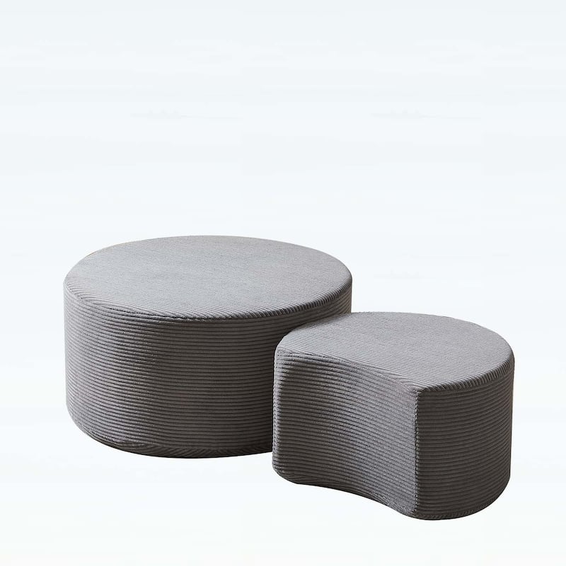 Upholstered Round Tables for Living Room,Set of 2