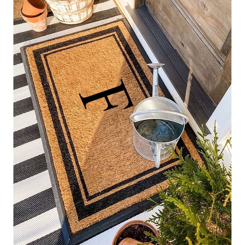 A1HC Picture Frame Natural Rubber & Coir Large Monogrammed Doormat 24"x48"