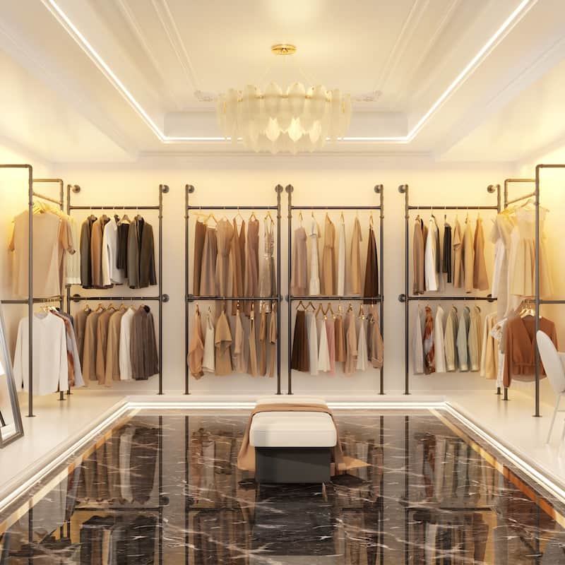 38- 153 Wide Heavy-Duty Wall-Mounted Garment Rack, Pipe Clothes Hanging Rods Closet System