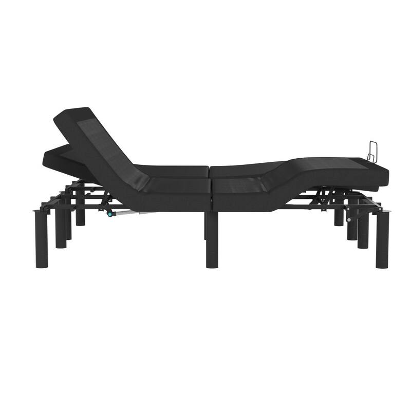 Upholstered Adjustable Bed Base with Wireless Remote in Black