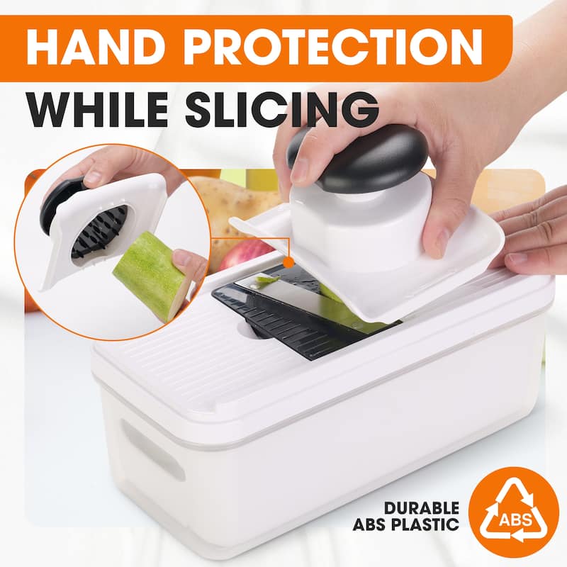 Cheer Collection Vegetable Slicer Chopper With 7 Blades And Container - 7 Blade