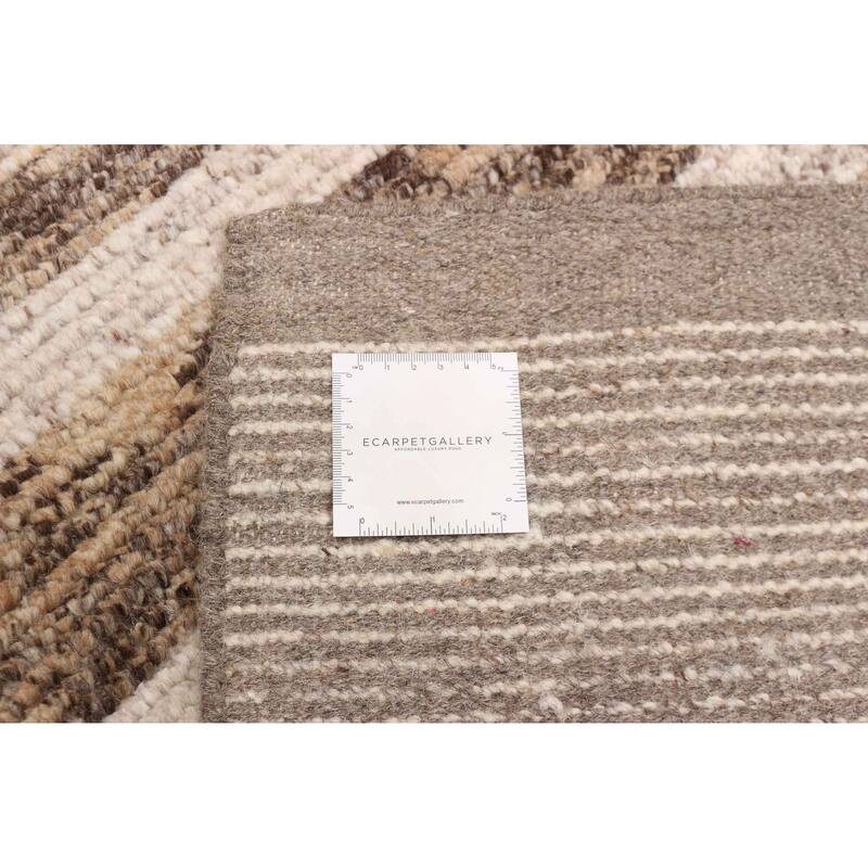 ECARPETGALLERY Hand-knotted Tangier Brown, Ivory Wool Rug - 8'0 x 10'0