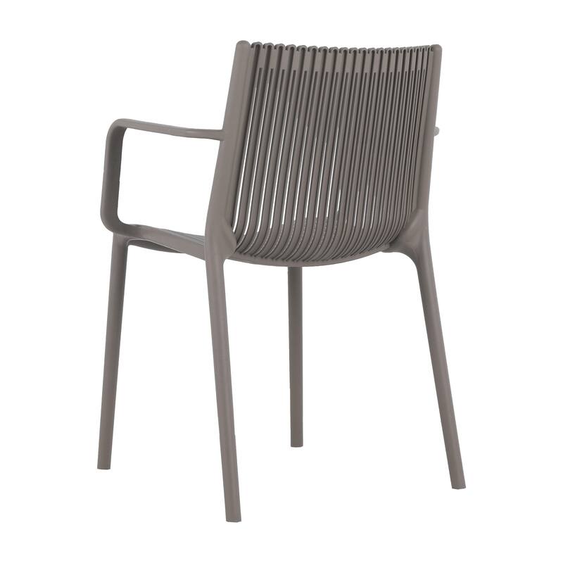 4pcs Modern Stackable Plastic Armchair for Indoor/Outdoor Use - Ergonomic Slatted Back Design, All-Weather PP Material