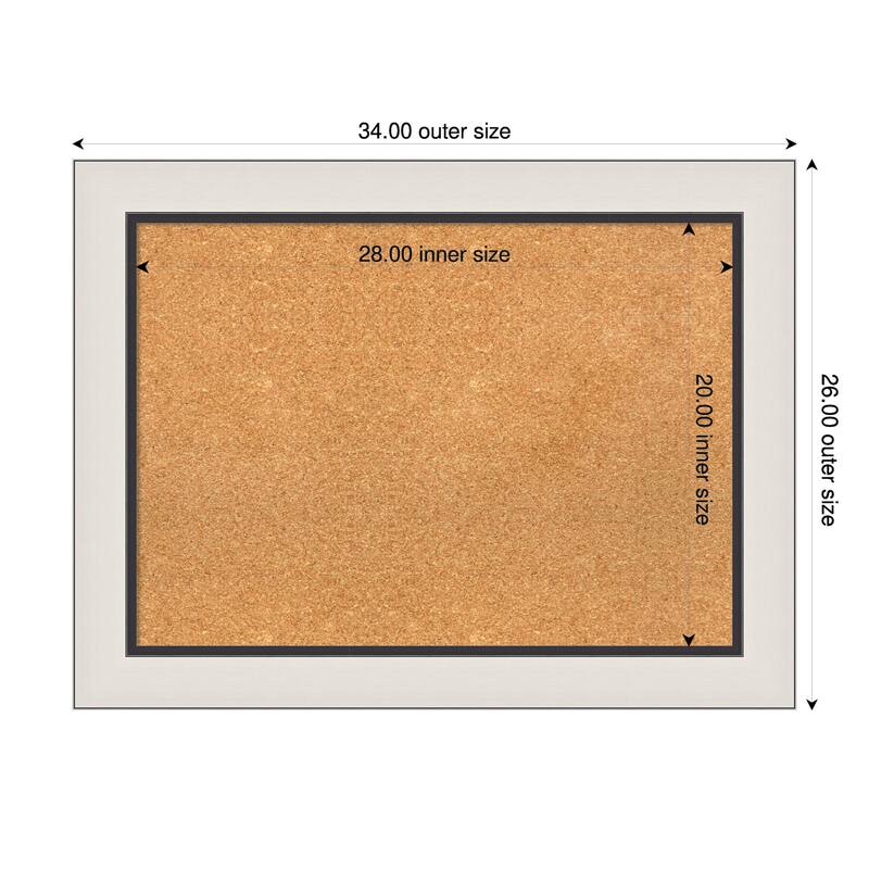 Ellie Silver Black Framed Cork Board - Bulletin Board, Organization Board, Pin Board - Natural - 34 x 26 in