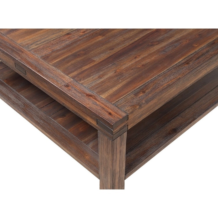 Livingston Rustic Modern Acacia Wood Square Coffee Table - Graphite