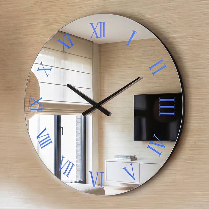 3-Color RGB Backlight Round Mirror Wall Clock
