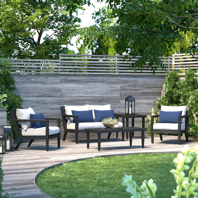Thelix 5 Piece Sunbrella Outdoor Patio Seating Set