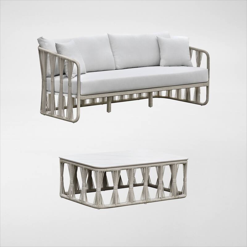 Alexa Outdoor Seating Set - White 2-PC