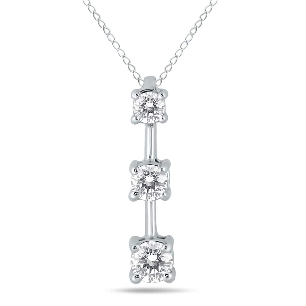 1/2 Carat TW Three Stone Diamond Pendant in 10K White Gold