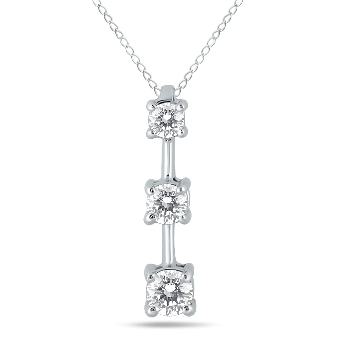 Marquee 1/2 Carat TW Three Stone Diamond Pendant in 10K White Gold