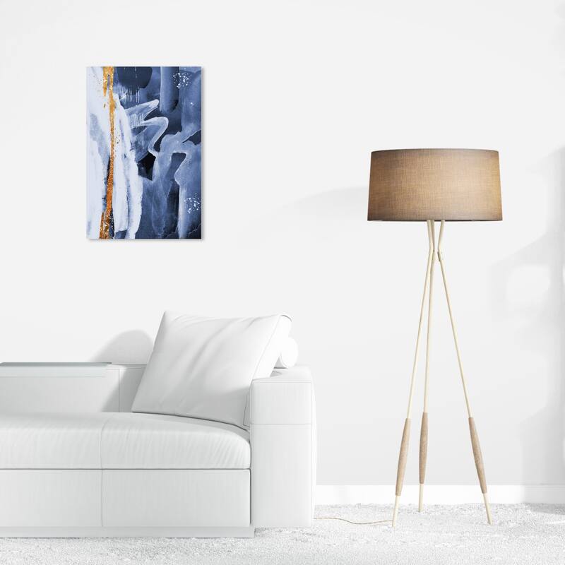 Wynwood Studio Canvas Abstract Calligraphic Abstract Blue and Modern & Contemporary Wall Art Canvas Print - 24 x 16