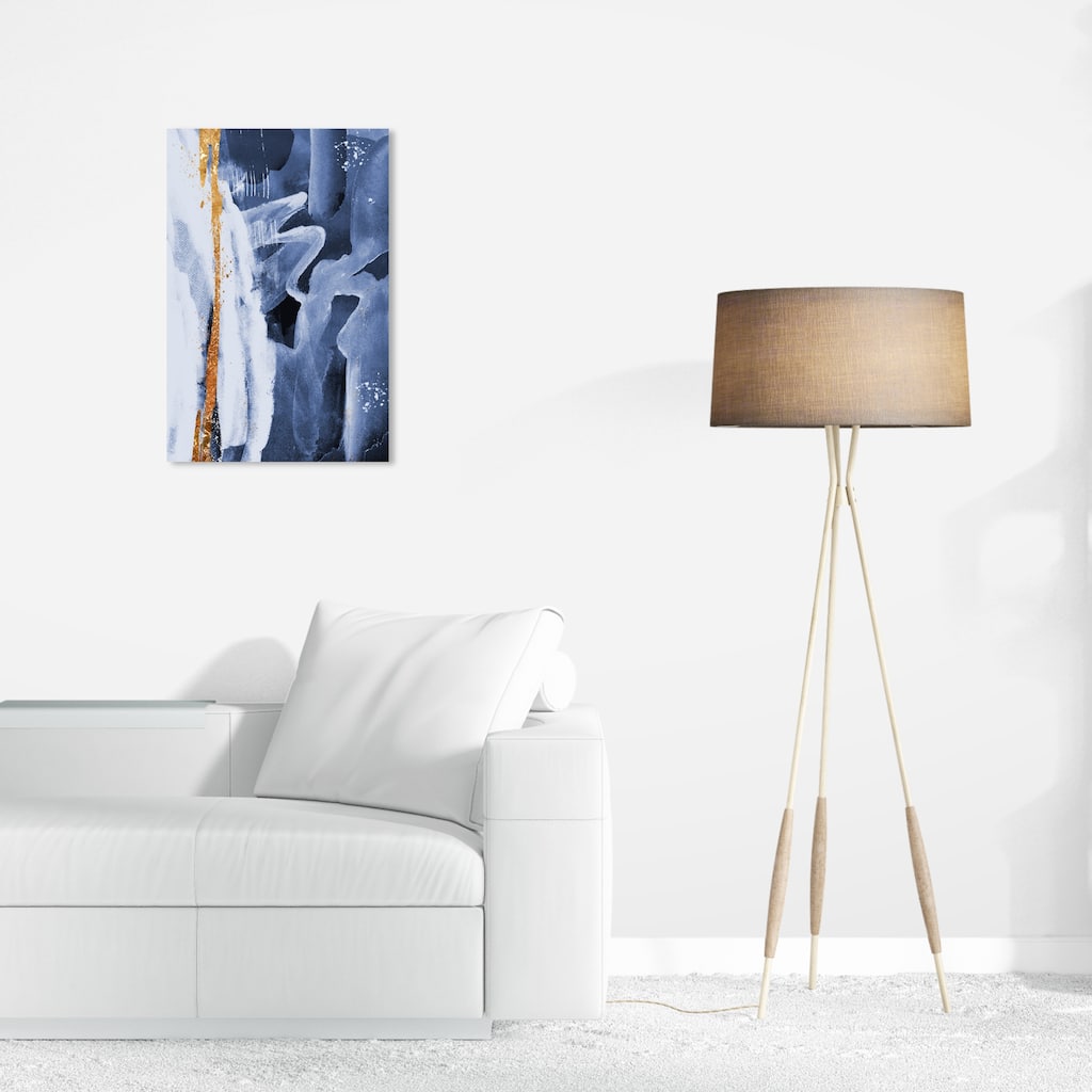 Wynwood Studio Canvas Abstract Calligraphic Abstract Blue and Modern & Contemporary Wall Art Canvas Print