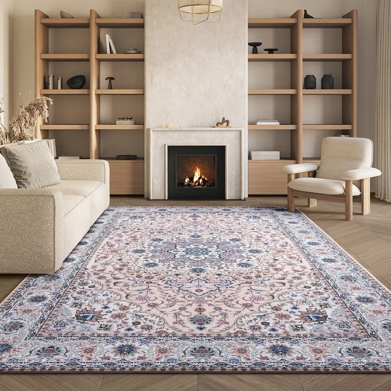 SAFAVIEH Tucson Machine Washable Slip Resistant Koidula Traditional Rug
