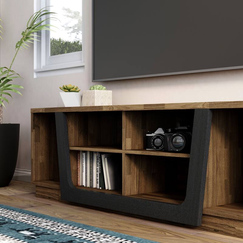 DH BASIC Contemporary Light Hickory 63-inch 6-Shelf TV Stand by Denhour