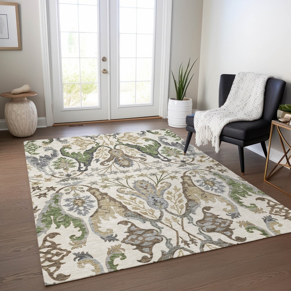 Machine Washable Indoor/ Outdoor Traditional Craftsman Chantille Rug