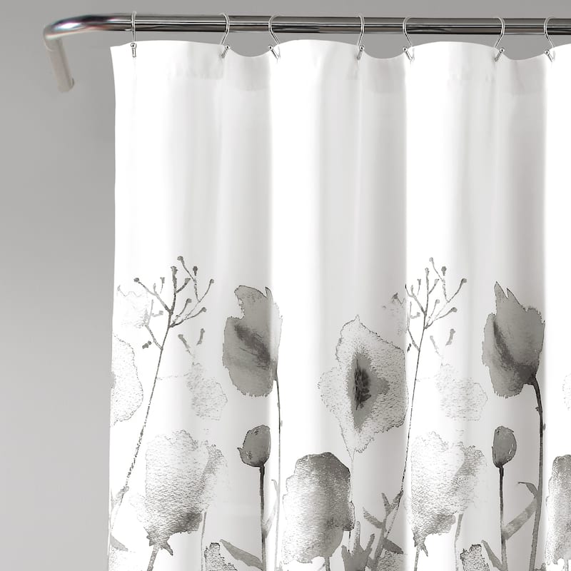 Lush Decor Zuri Flora Shower Curtain Light Gray