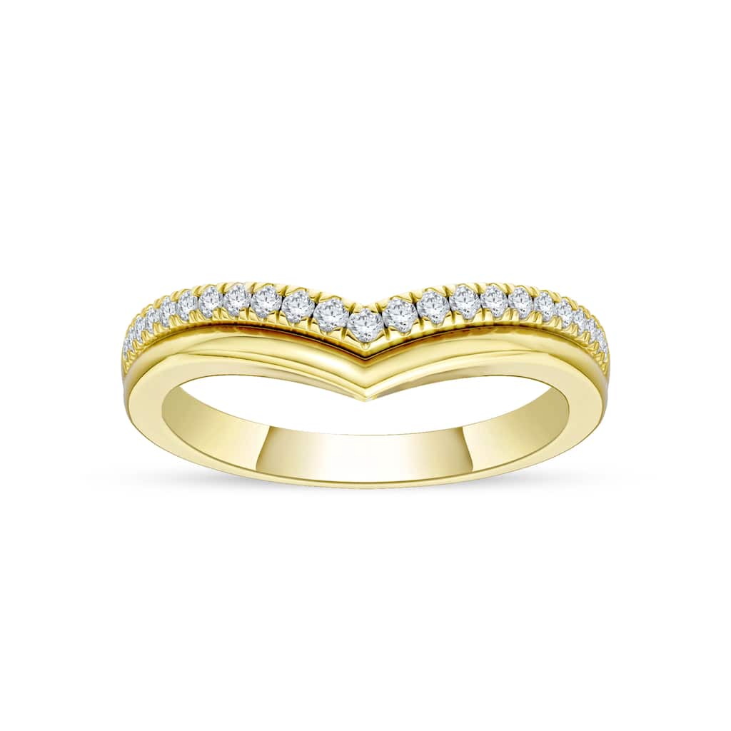 1/6ct TDW Diamond Contour Wedding Band in 10K Gold for Women