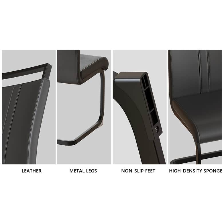 5-Piece Dining Table Set with Table and Ergonomic Chairs, Anti-Slip Foot Mats, Waterproof Tabletop, C-Shaped Chair Base