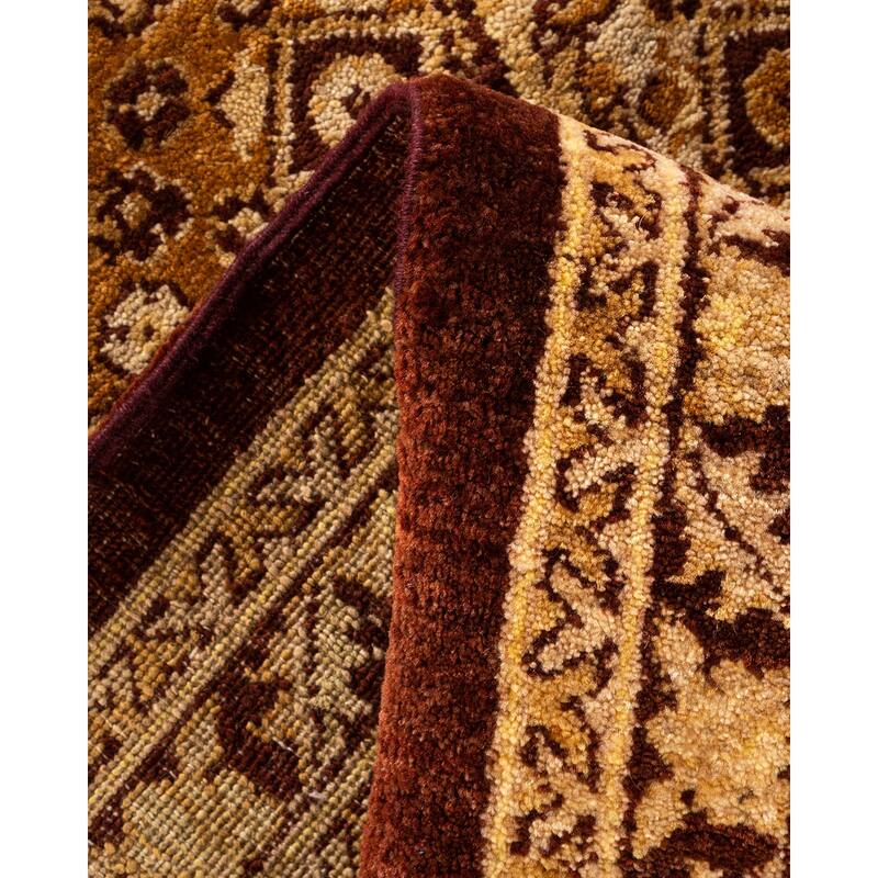 Overton Hand Knotted Wool Contemporary Oriental Brown Area Rug - 9' x 12'