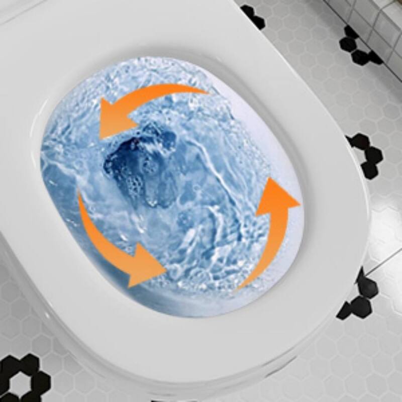 HOROW One-piece 0.8/1.28 GPF High Efficiency Dual Flush Round Toilet in White with Seat Included and Brushed Gold Button