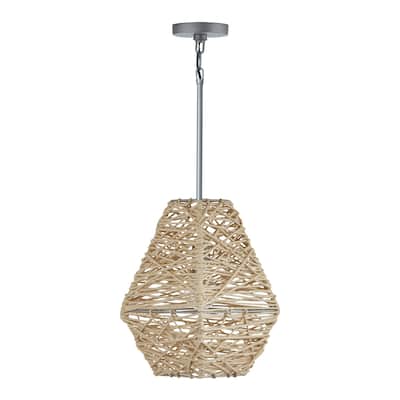 Finley 1-light Grey/ Natural Jute Hanging Pendant