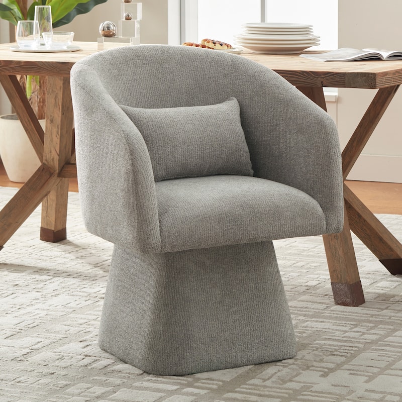 360° Swivel Barrel Fabric Upholstered dining chair with Pillow