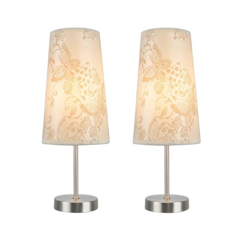 Aspen Creative 2-Pack Set - One-Light Candlestick Table Lamp, Contemporary Design in Satin Nickel, 14 1/4" High - SATIN NICKEL