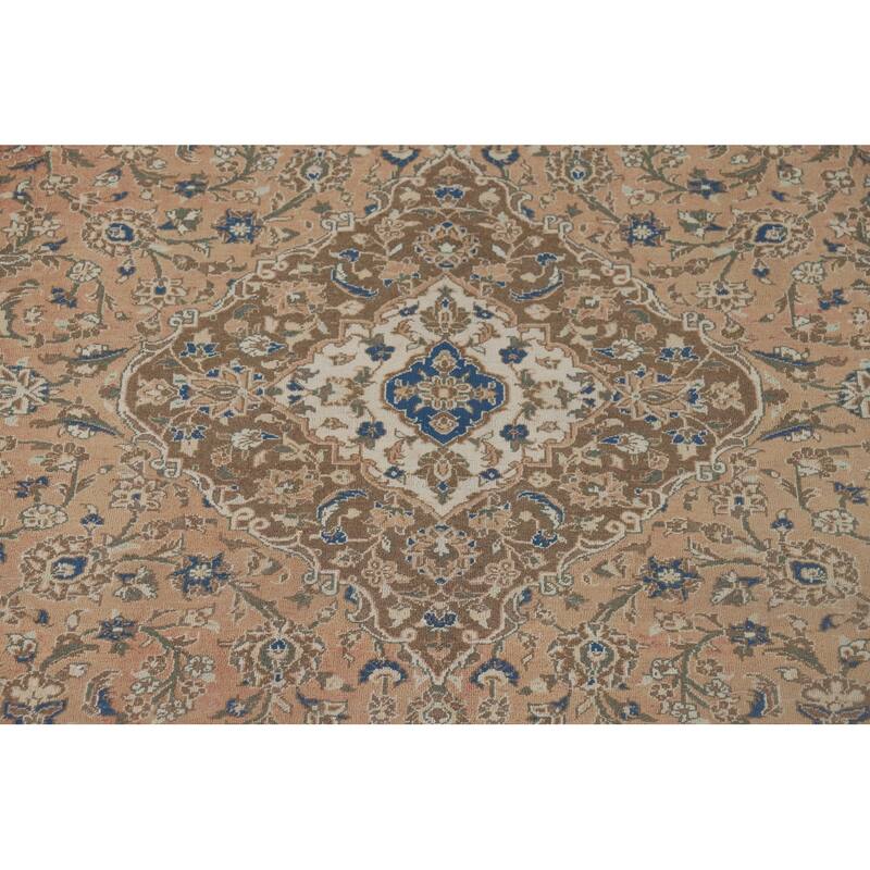 Traditional Kashan Vintage Persian Area Rug Handmade Wool Carpet - 9'9" x 12'9"