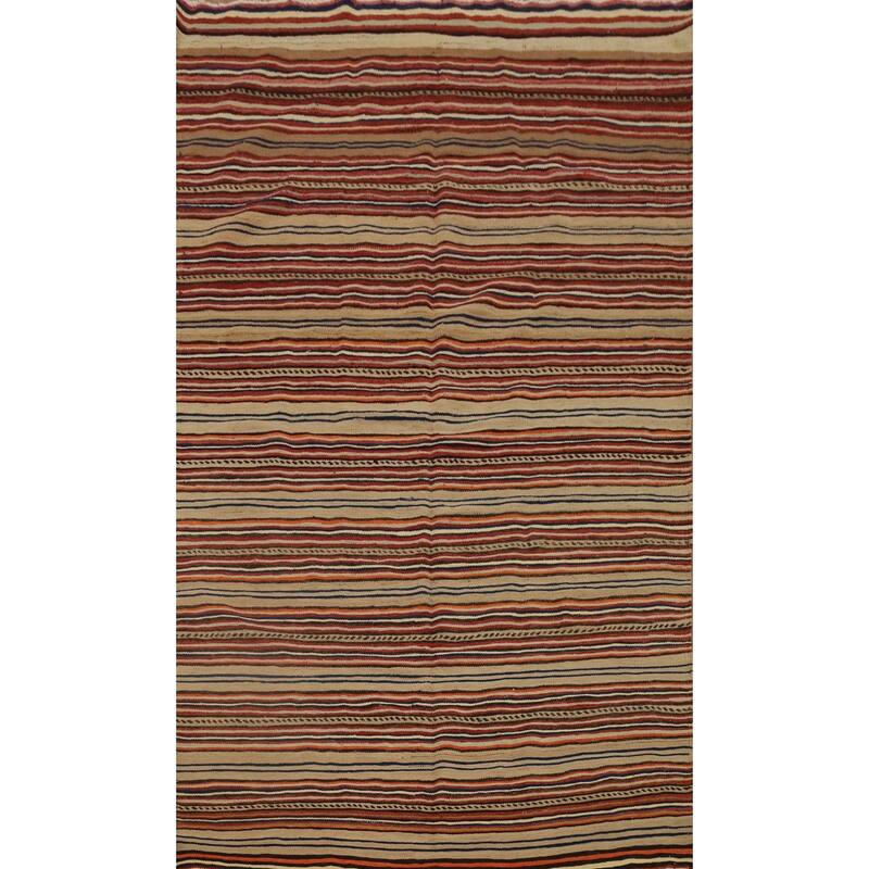 Hand Woven Oriental 100% Wool Carpet Southwestern Geometric Multi-Colored Kilim Area Rug - 8' 0'' X 5' 2''
