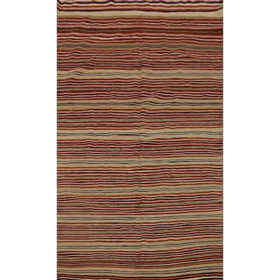 Hand Woven Oriental 100% Wool Carpet Southwestern Geometric Multi-Colored Kilim Area Rug - 8' 0'' X 5' 2''