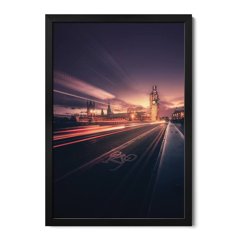 Big Ben Classic View Premium Framed Poster by David George - Black - 16x24x1